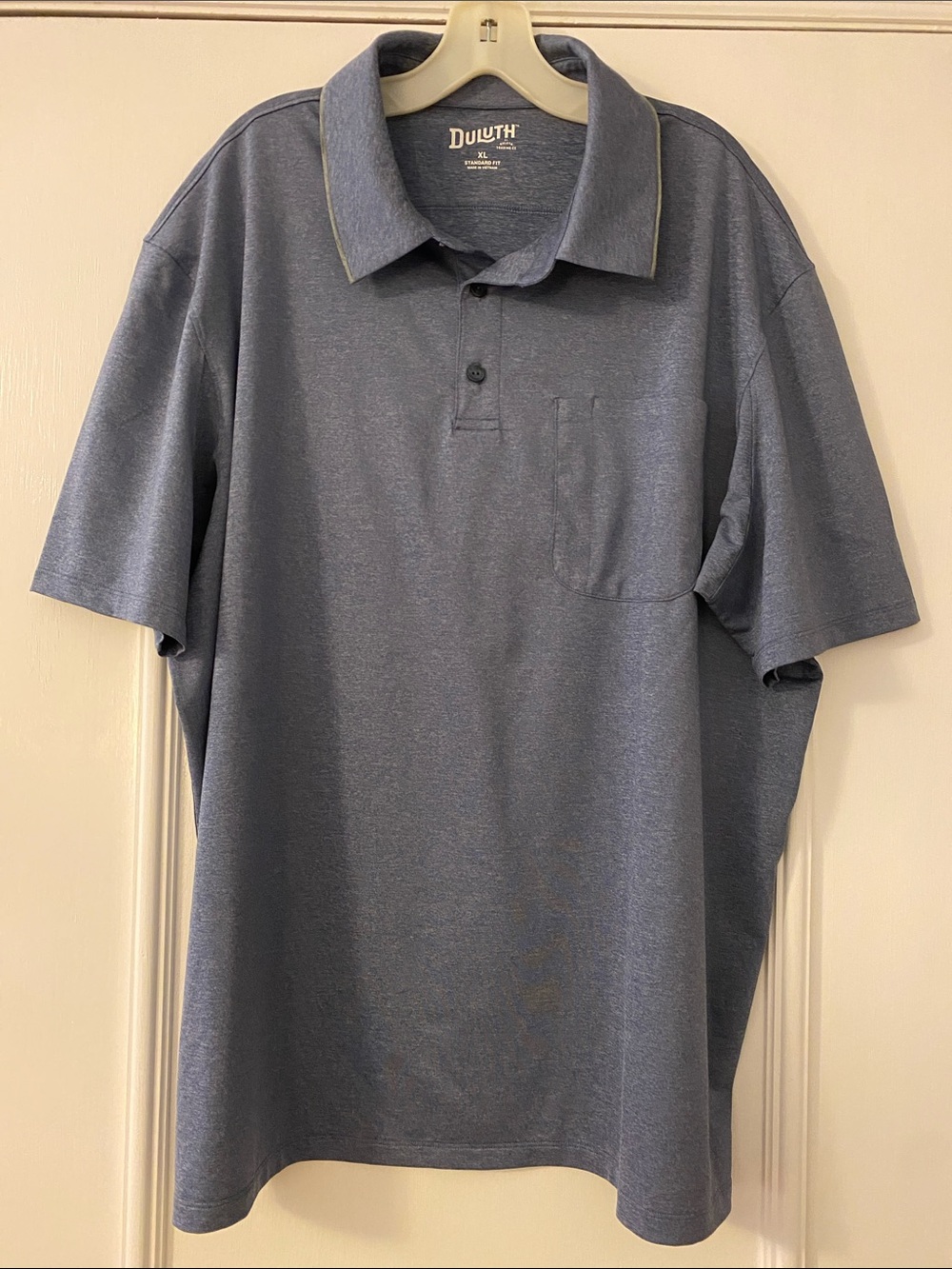 Duluth Trading Co Slate Heather Short-Sleeve Polo with Pocket